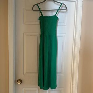 H&M Green Smocked Maxi Dress with Adjustable Straps